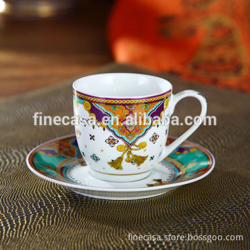 110CC Luxury Hyper White Fine Porcelain Espresso Cup and Saucer of Summer of Persia